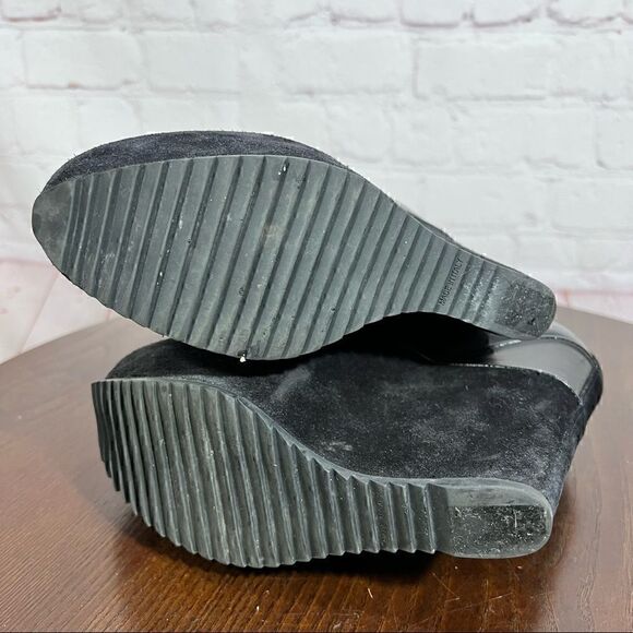 YVES SAINT LAURENT YSL Leather PLATFORM WEDGE ANKLE BOOTIES in Black 37.5 (7.5) - Picture 5 of 12